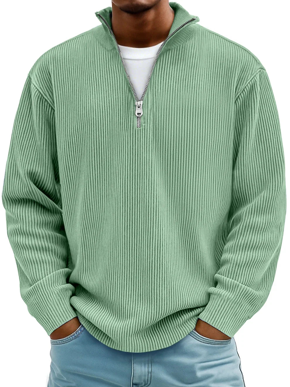 NOLAN | RIBBED HALF-ZIP SWEATER Bennet & Stone London