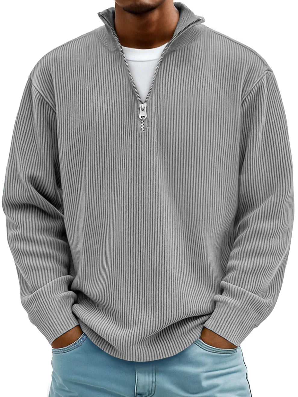 NOLAN | RIBBED HALF-ZIP SWEATER Bennet & Stone London