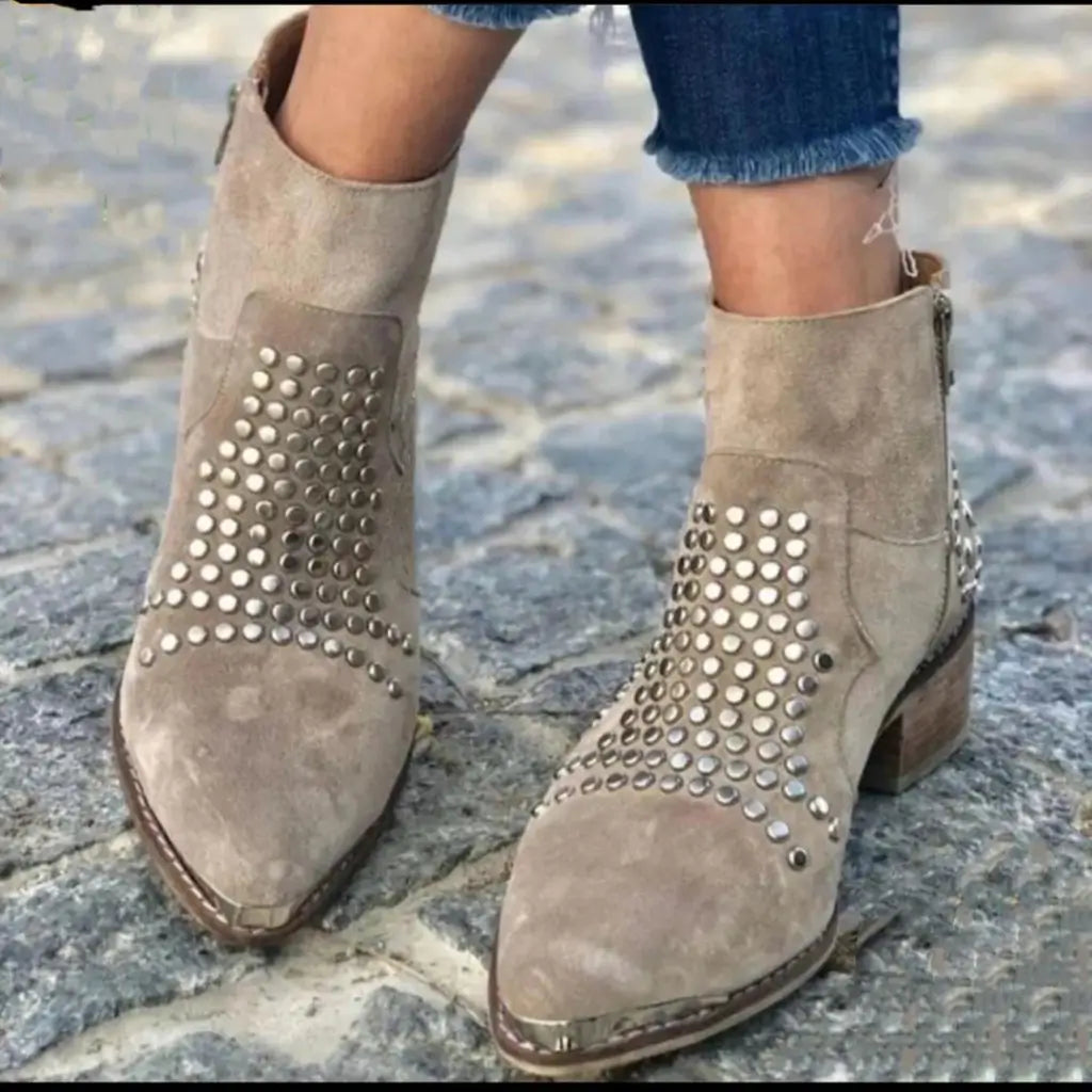  SIMONE | STUDDED POINTED ANKLE BOOTS Bennet & Stone London