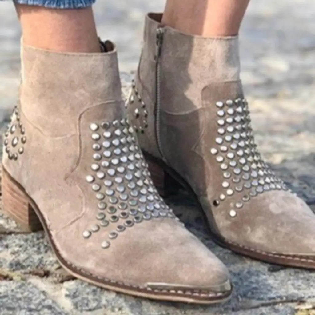  SIMONE | STUDDED POINTED ANKLE BOOTS Bennet & Stone London