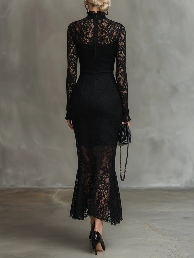 CAMILLA | STRETCH LACE FISHTAIL MAXI DRESS Bennet & Stone London