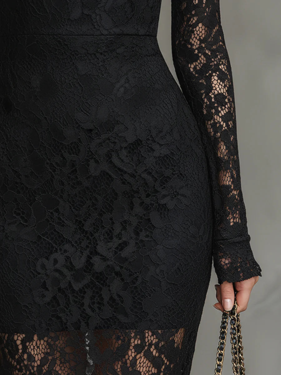 CAMILLA | STRETCH LACE FISHTAIL MAXI DRESS Bennet & Stone London