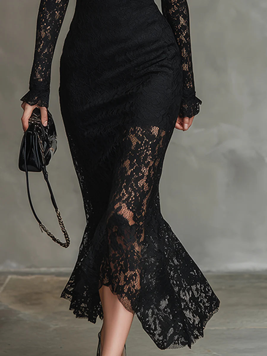 MARGARET | BLACK LACE MAXI DRESS Bennet & Stone London