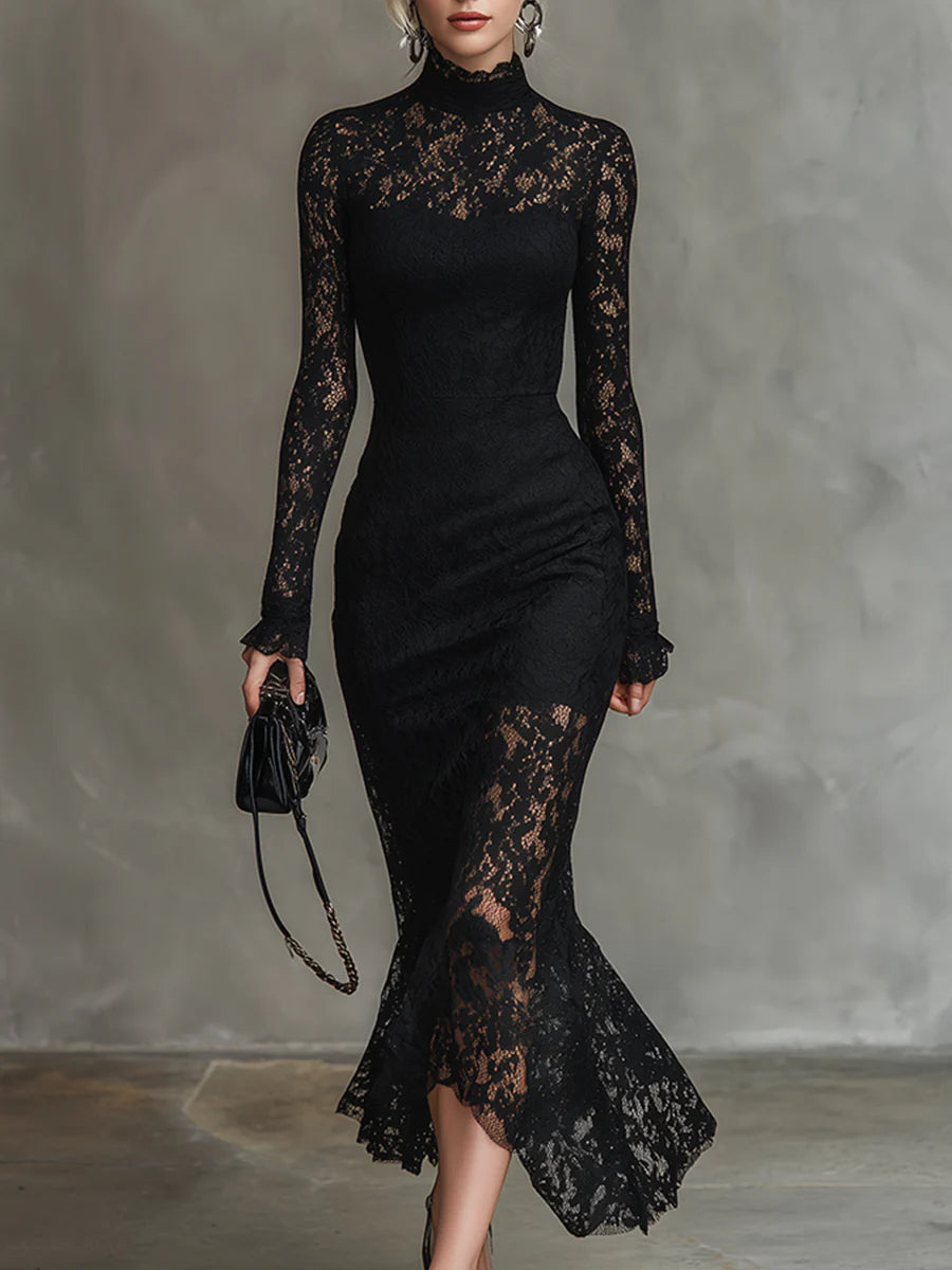MARGARET | BLACK LACE MAXI DRESS Bennet & Stone London