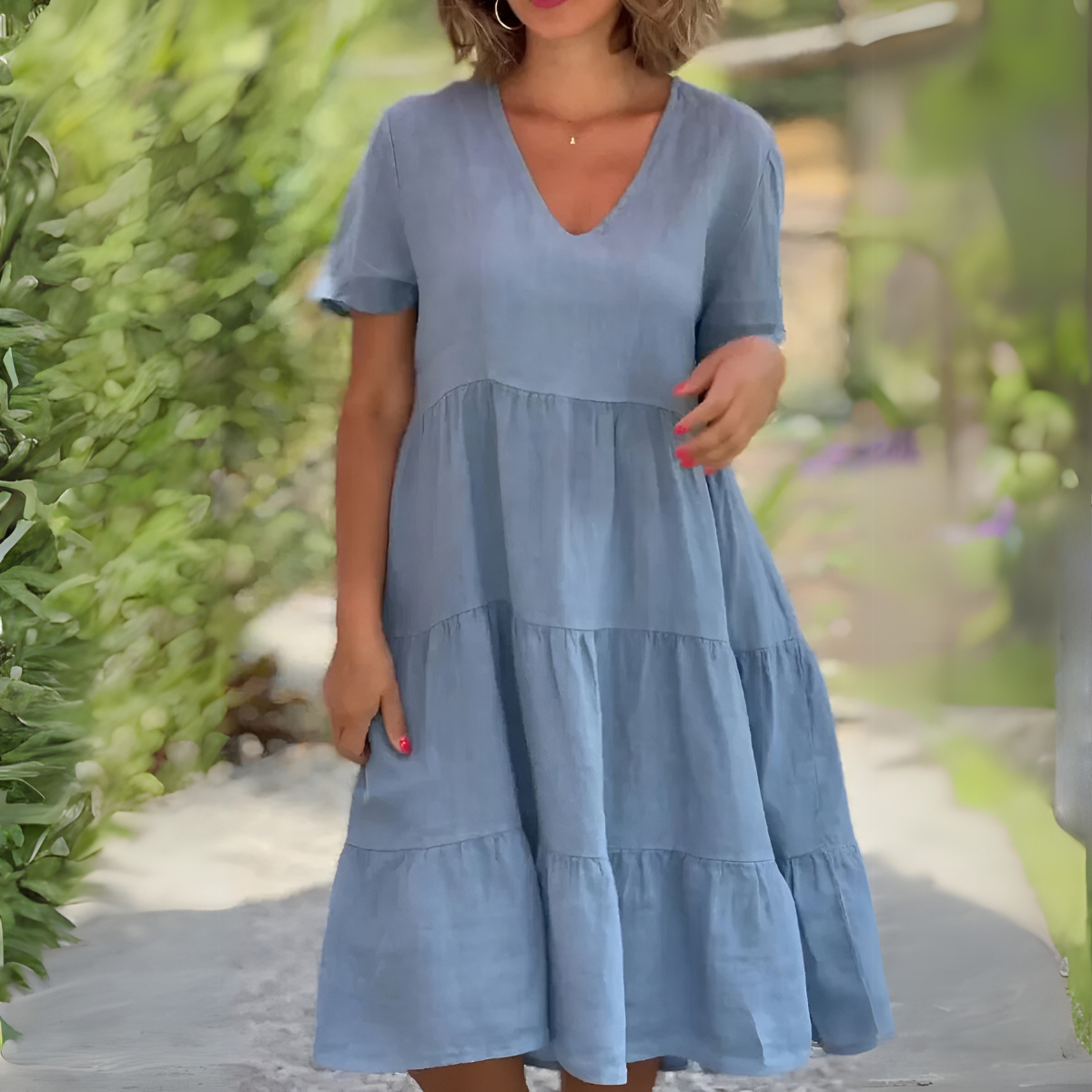 LUCE | LOOSE DRESS WITH V-NECK Bennet & Stone London