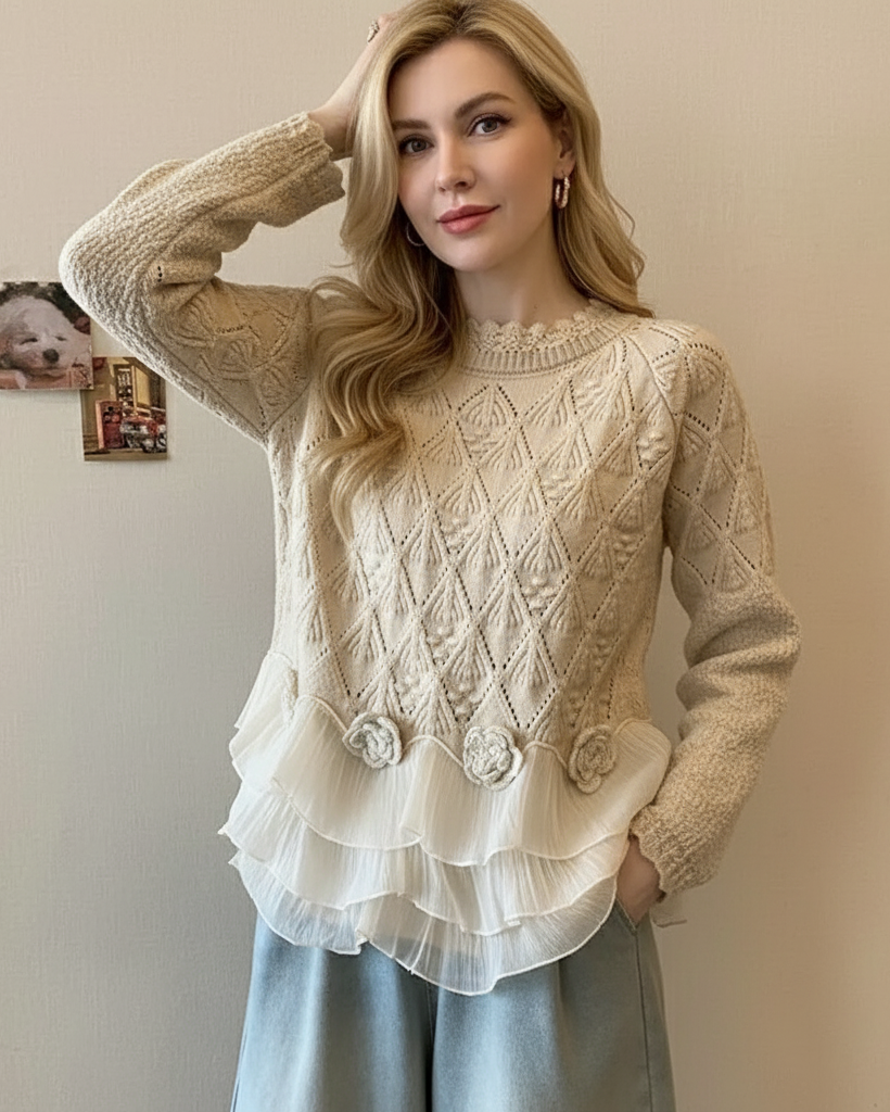 MIRIAM | RUFFLE HEM POINTELLE JUMPER Bennet & Stone London