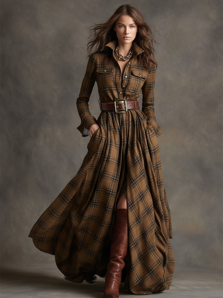 GIULIETTA | MAXI CHECK SHIRT DRESS WITH BELT Bennet & Stone London