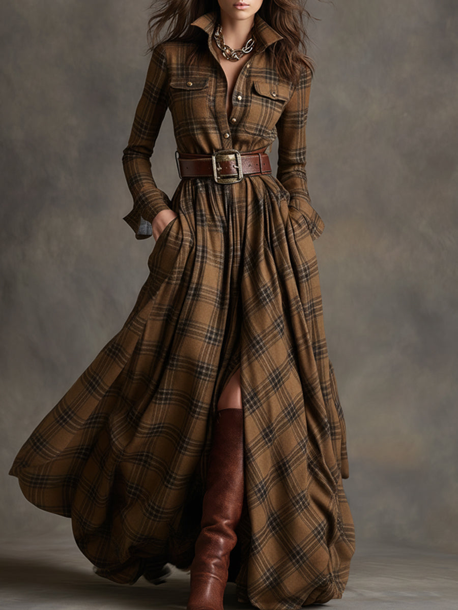GIULIETTA | MAXI CHECK SHIRT DRESS WITH BELT Bennet & Stone London