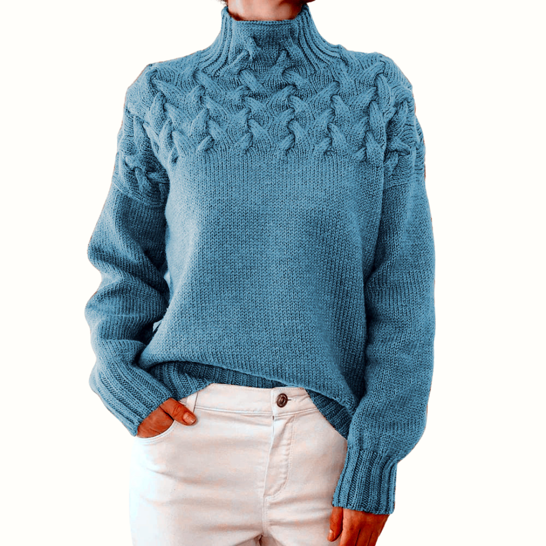 CORDELIA | CABLE KNIT HIGH-NECK JUMPER Bennet & Stone London
