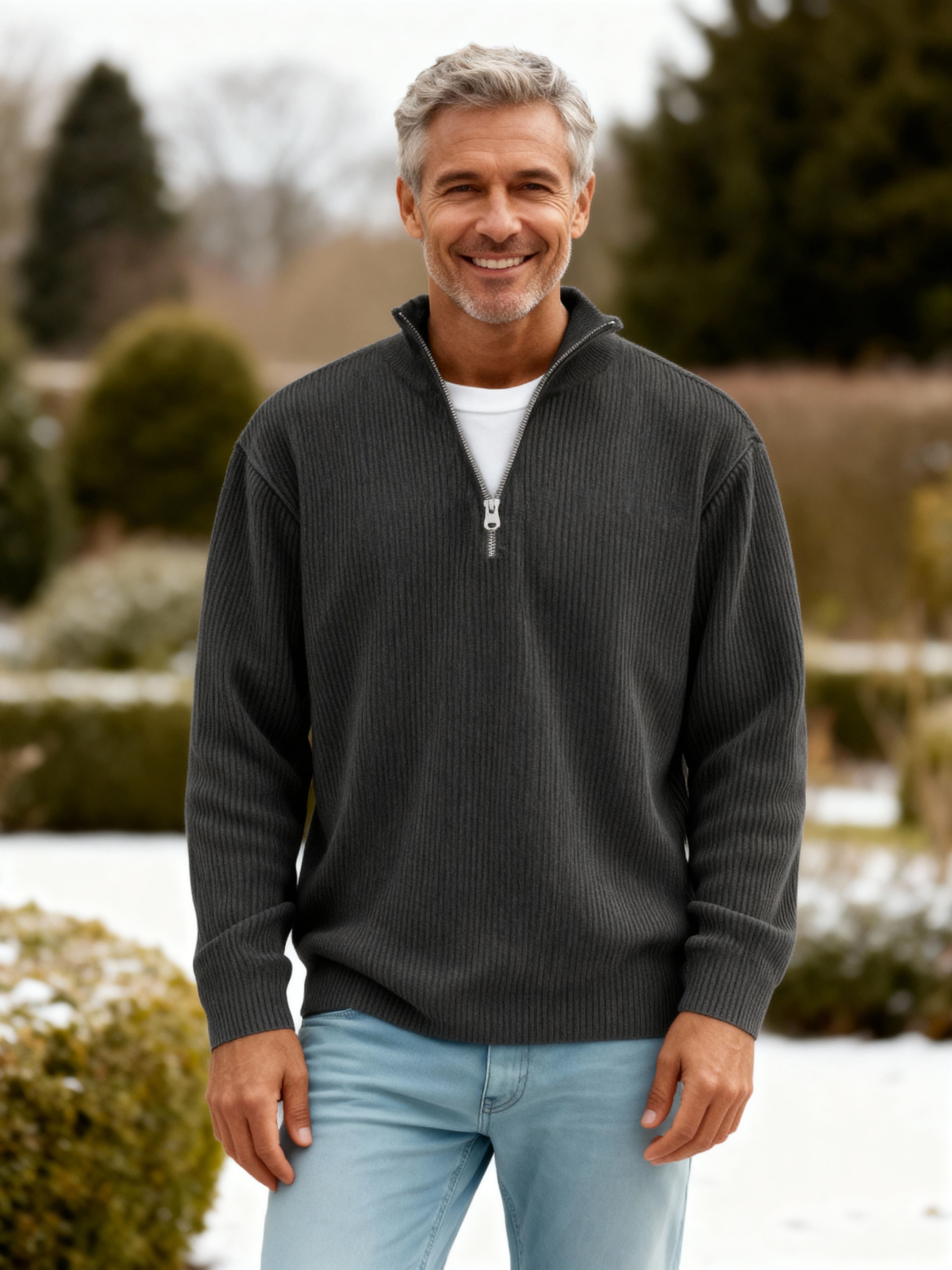 NOLAN | RIBBED HALF-ZIP SWEATER Bennet & Stone London