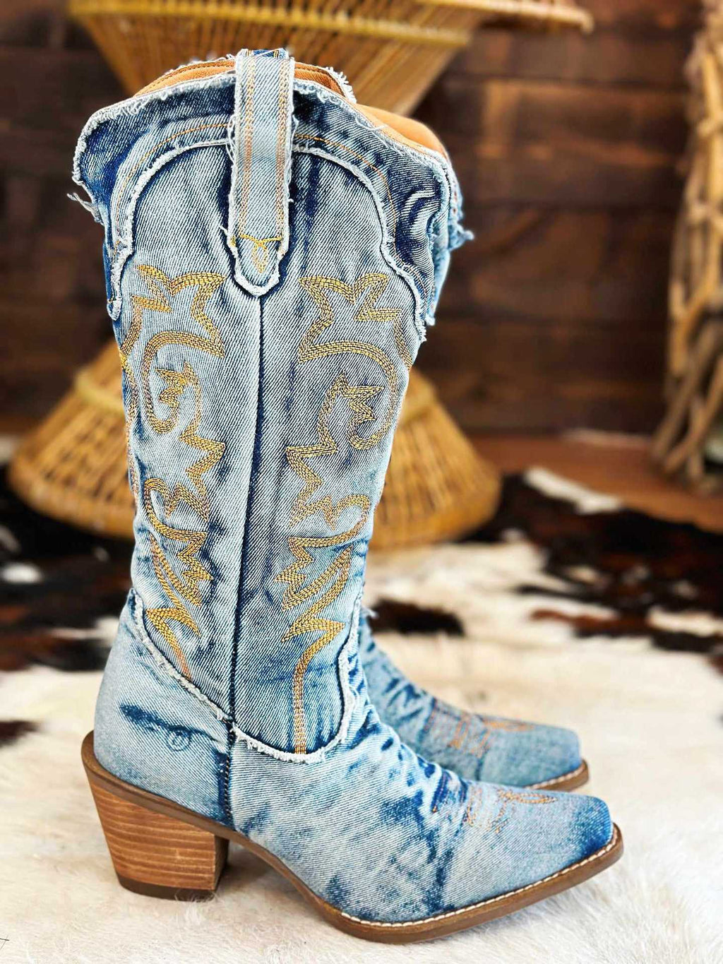 ELOISE | DENIM WESTERN COWBOY BOOTS Bennet & Stone London