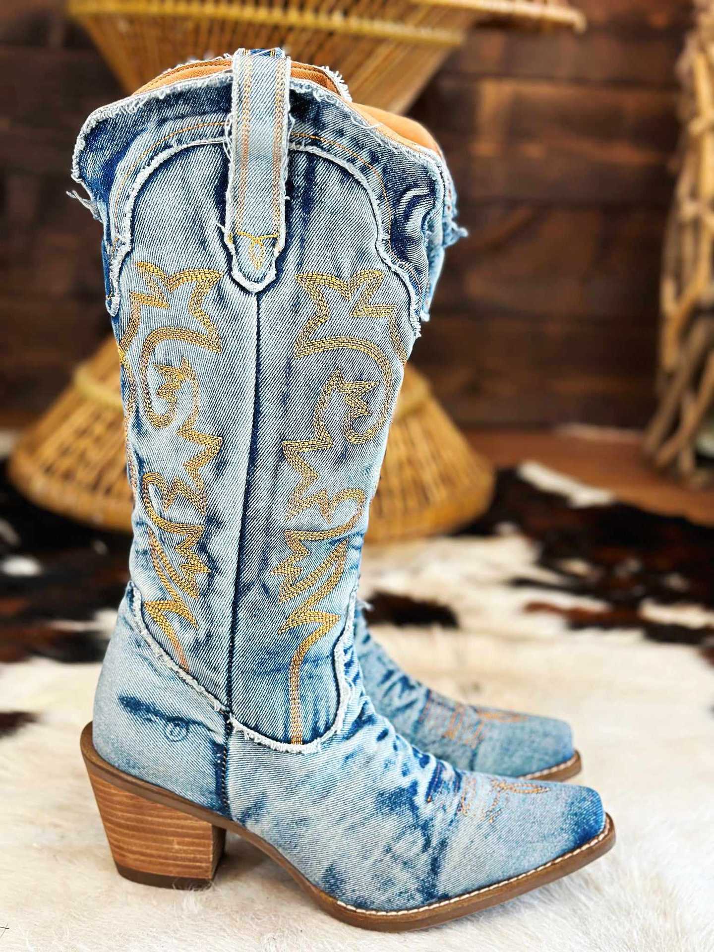 ELOISE | DENIM WESTERN COWBOY BOOTS Bennet & Stone London