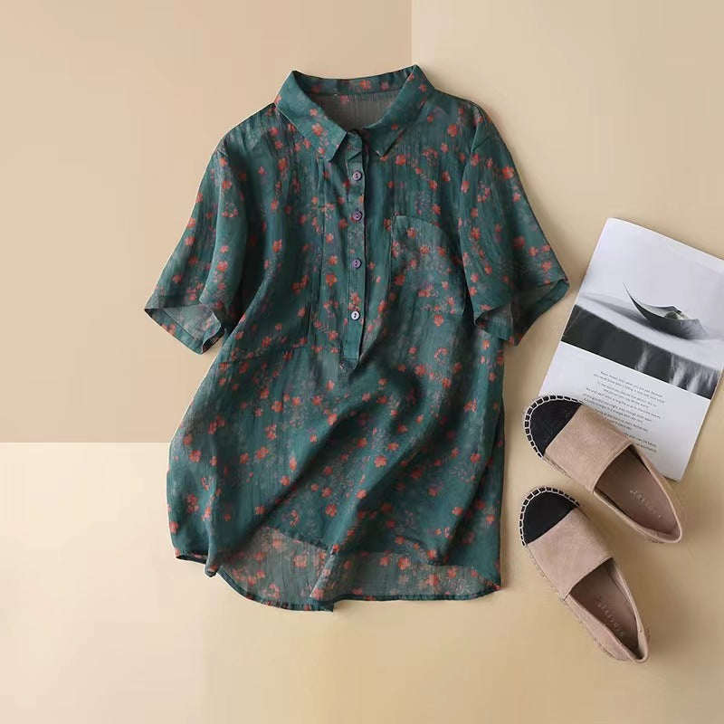 WINONA | FLORAL PRINT SHORT-SLEEVE BLOUSE Bennet & Stone London