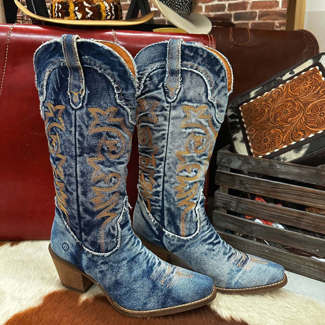 ELOISE | DENIM WESTERN COWBOY BOOTS Bennet & Stone London