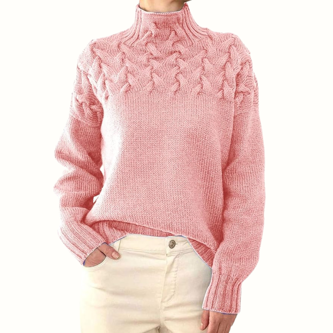 CORDELIA | CABLE KNIT HIGH-NECK JUMPER Bennet & Stone London