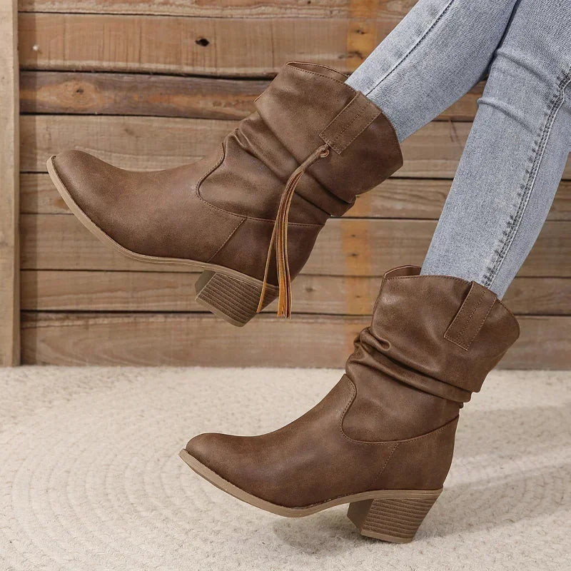 BEATRICE | WESTERN BLOCK HEEL BOOTIES Bennet & Stone London