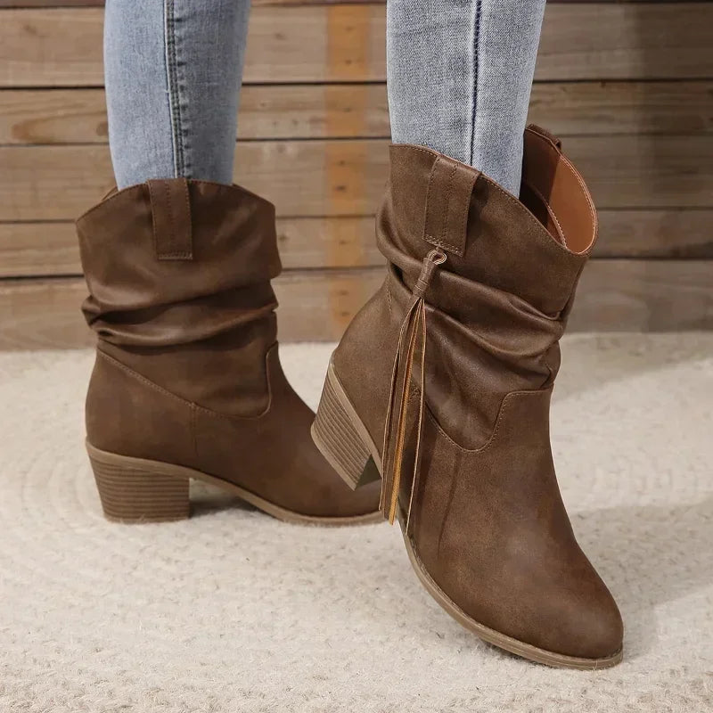 BEATRICE | WESTERN BLOCK HEEL BOOTIES Bennet & Stone London