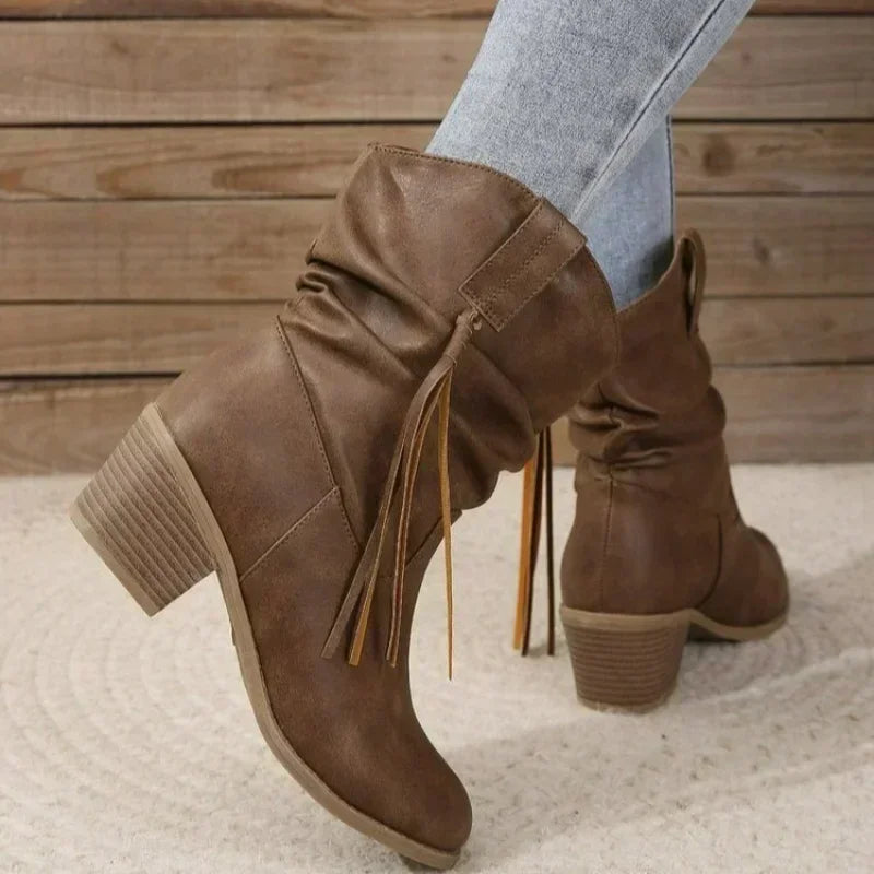 BEATRICE | WESTERN BLOCK HEEL BOOTIES Bennet & Stone London