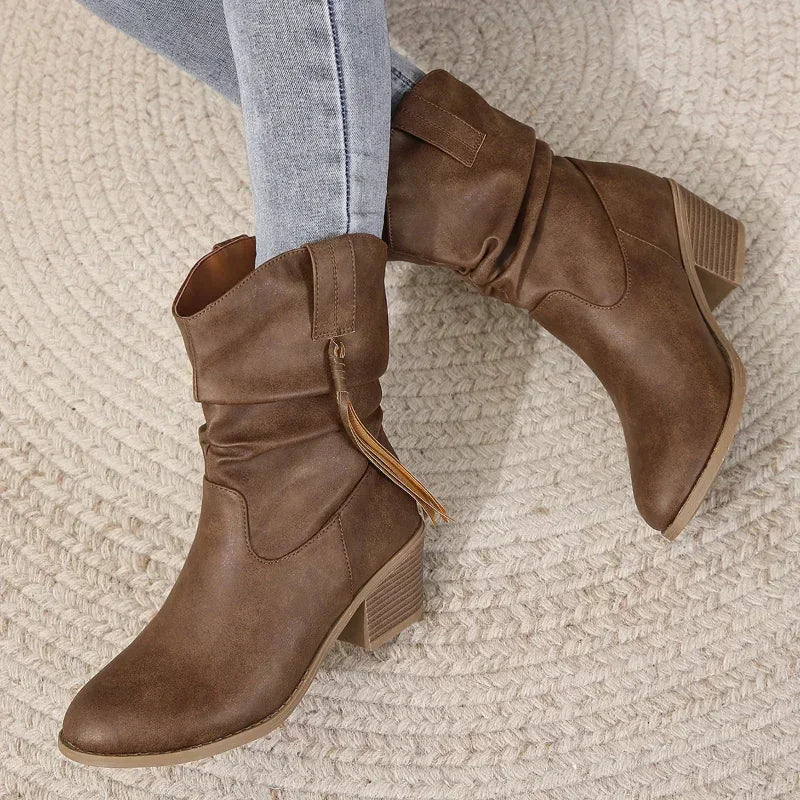 BEATRICE | WESTERN BLOCK HEEL BOOTIES Bennet & Stone London