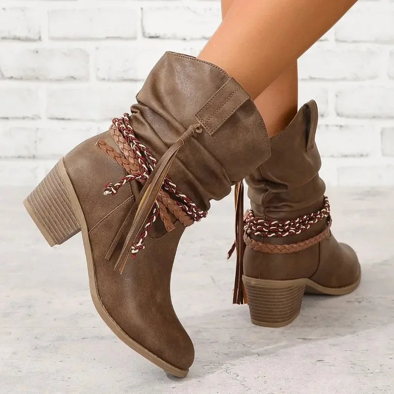 BEATRICE | WESTERN BLOCK HEEL BOOTIES Bennet & Stone London