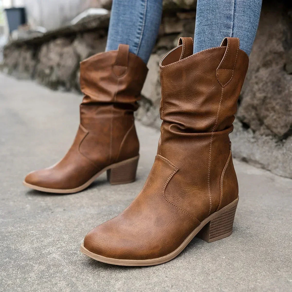 BETHANY | LEATHER LOOK WESTERN BOOTS Bennet & Stone London