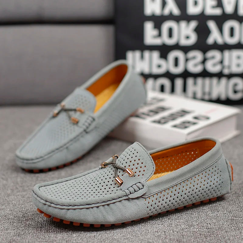 GIANNI PERFORATED LEATHER LOAFERS