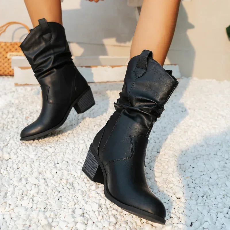 BETHANY | LEATHER LOOK WESTERN BOOTS Bennet & Stone London
