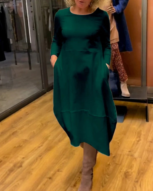 MAEVE | BLACK MIDI DRESS WITH POCKETS Bennet & Stone London