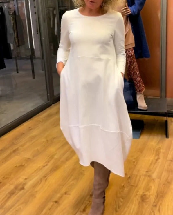 MAEVE | BLACK MIDI DRESS WITH POCKETS Bennet & Stone London