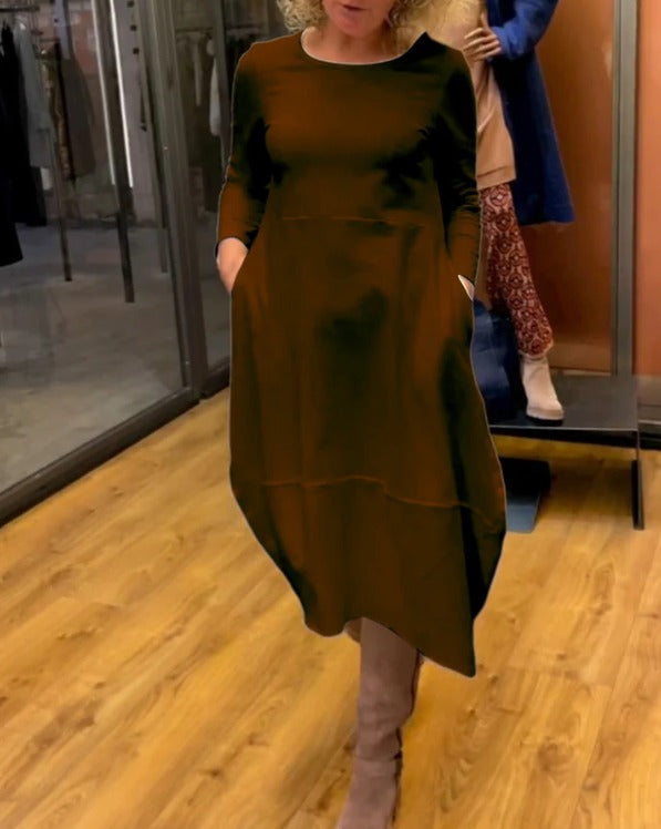 MAEVE | BLACK MIDI DRESS WITH POCKETS Bennet & Stone London