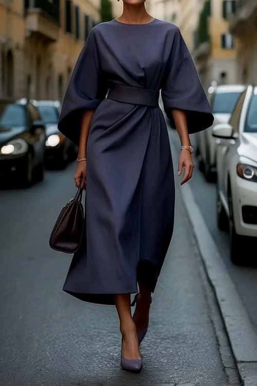 AMY | ELEGANT DRESS WITH SIDE SLITS AND BELT Bennet & Stone London