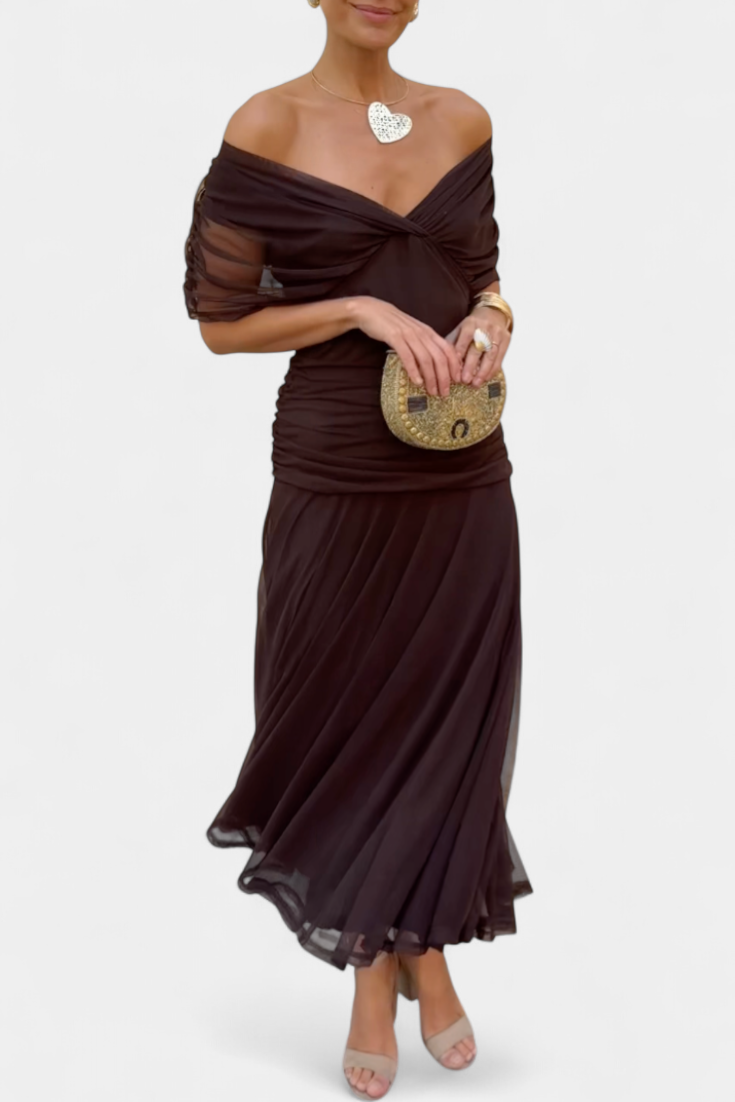 VIVIAN | LONG FLORAL V-NECK DRESS Bennet & Stone London