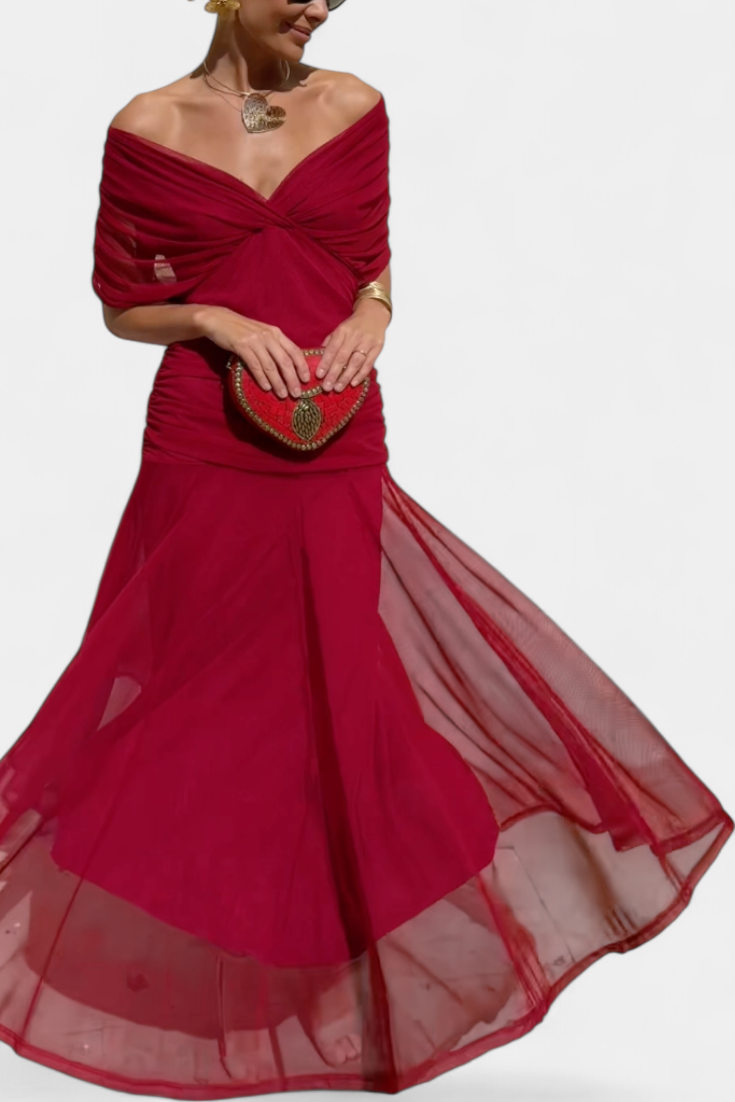 VIVIAN | LONG FLORAL V-NECK DRESS Bennet & Stone London