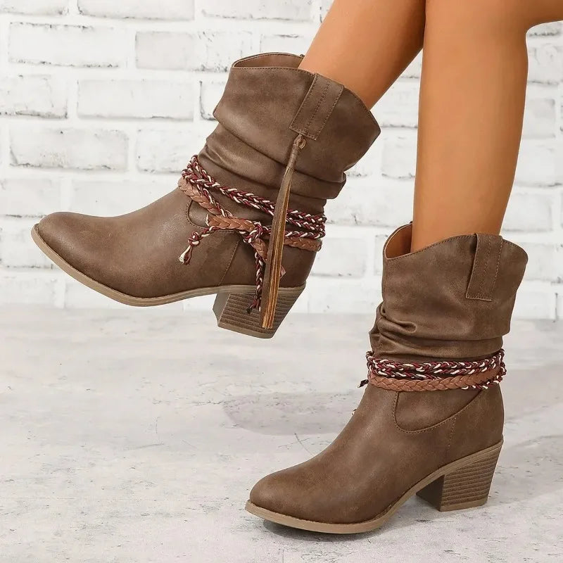 BEATRICE | WESTERN BLOCK HEEL BOOTIES Bennet & Stone London