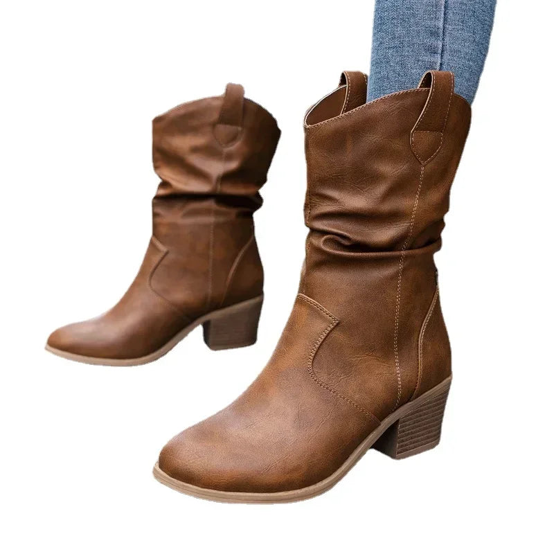 BETHANY | LEATHER LOOK WESTERN BOOTS Bennet & Stone London