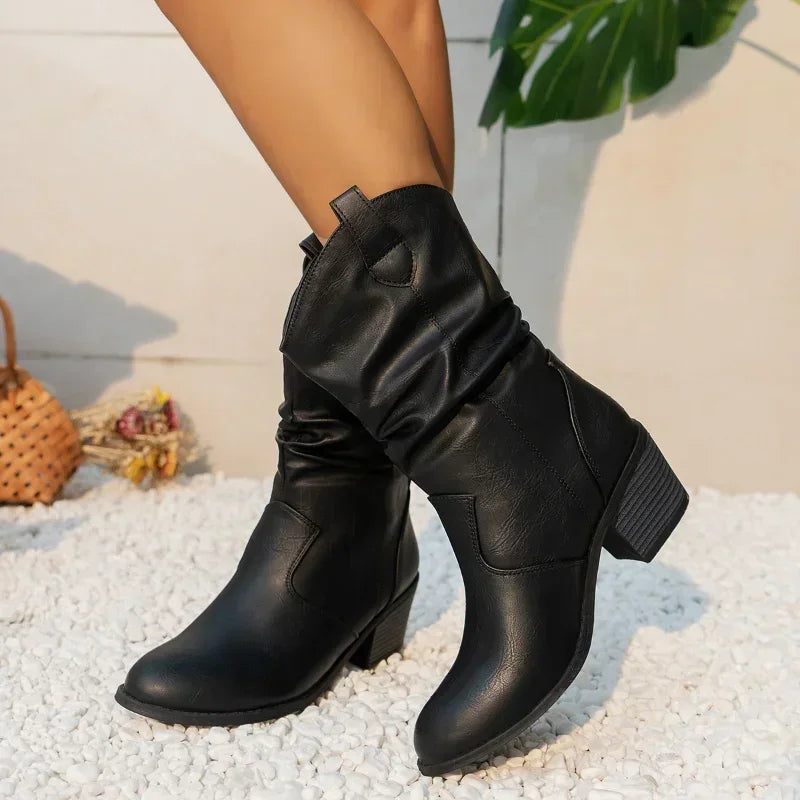 BETHANY | LEATHER LOOK WESTERN BOOTS Bennet & Stone London