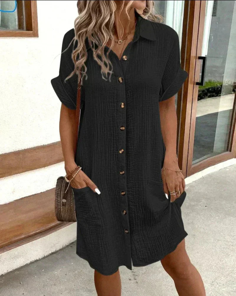 Hailey - Women’s Retro Cotton Linen Shirt Dress Bennet & Stone London