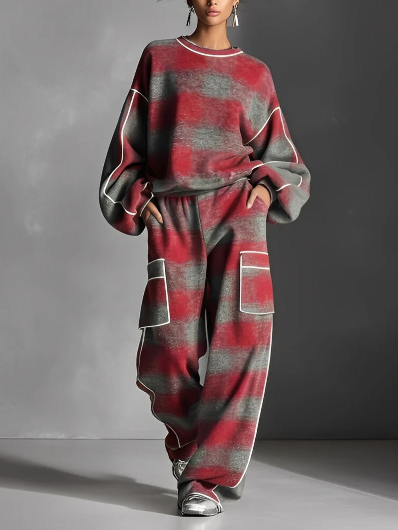 SABRINA | PLAID COLOUR-BLOCK LOUNGEWEAR SET Bennet & Stone London