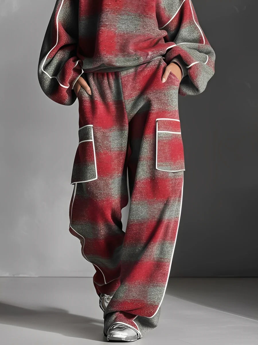 SABRINA | PLAID COLOUR-BLOCK LOUNGEWEAR SET Bennet & Stone London