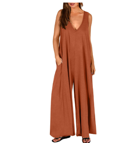 DENISE | COMFORTABLE V-NECK WIDE-LEG JUMPSUIT Bennet & Stone London