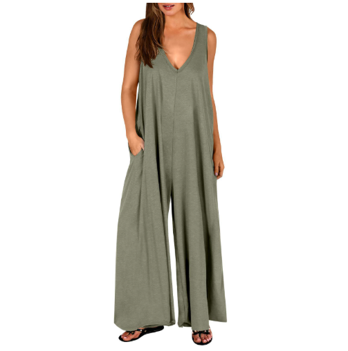 DENISE | COMFORTABLE V-NECK WIDE-LEG JUMPSUIT Bennet & Stone London