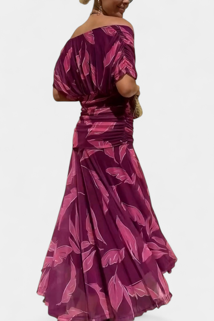 VIVIAN | LONG FLORAL V-NECK DRESS Bennet & Stone London