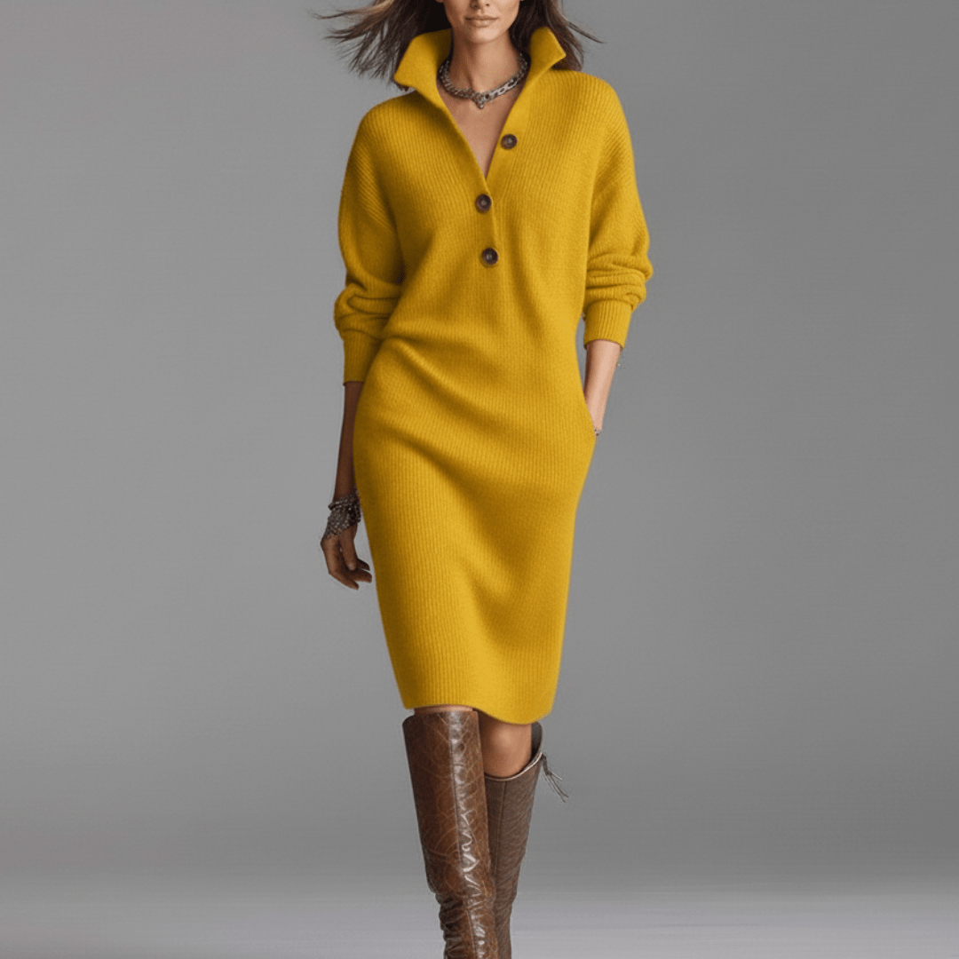 ELISSE | ELEGANT WINTER DRESS WITH BUTTONS Bennet & Stone London