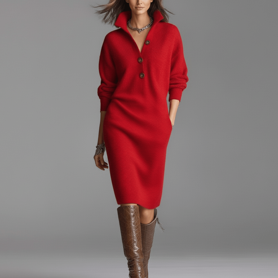 ELISSE | ELEGANT WINTER DRESS WITH BUTTONS Bennet & Stone London