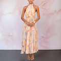 ESTHER | HALTERNECK WATERCOLOUR PRINT DRESS Bennet & Stone London