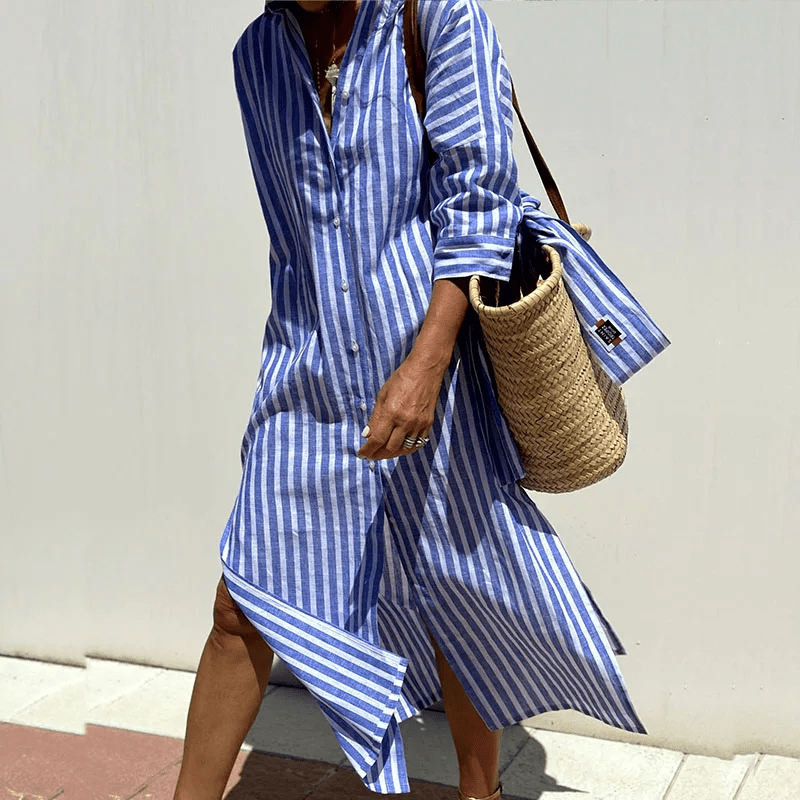 CLAUDIA | ELEGANT STRIPED SHIRT DRESS Bennet & Stone London