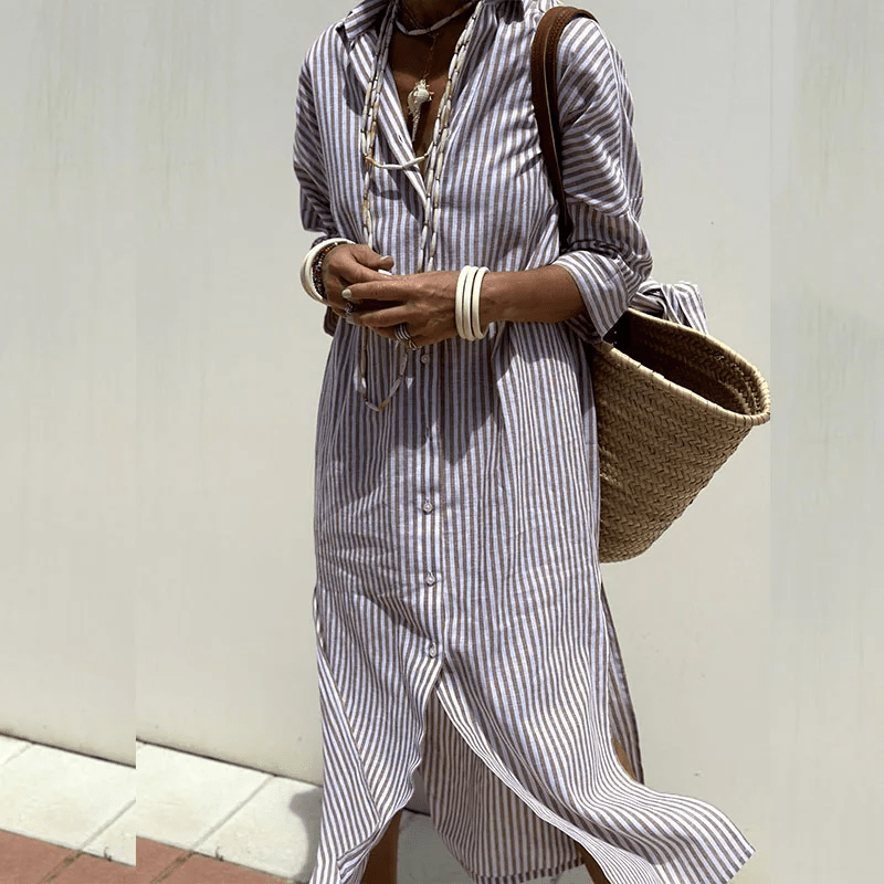 CLAUDIA | ELEGANT STRIPED SHIRT DRESS Bennet & Stone London