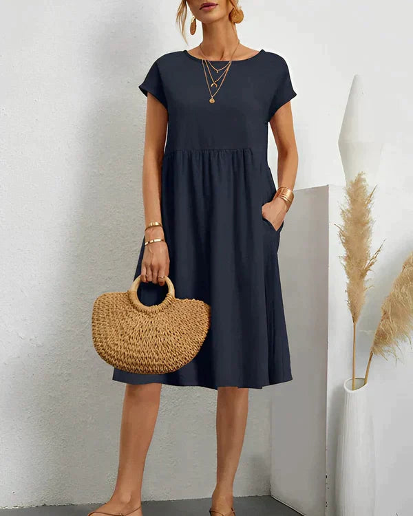 JACQUELINE | ELEGANT ROUND NECK DRESS Bennet & Stone London