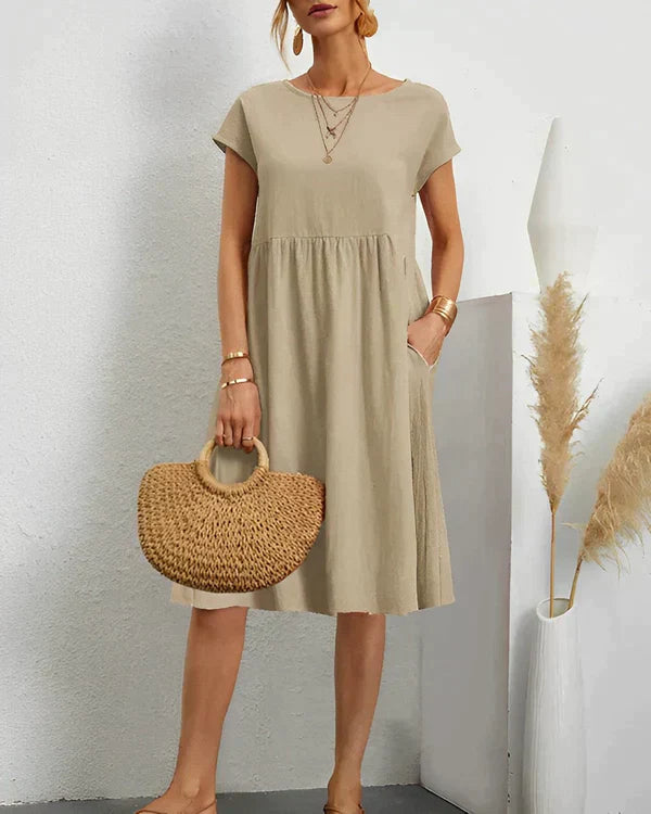 JACQUELINE | ELEGANT ROUND NECK DRESS Bennet & Stone London