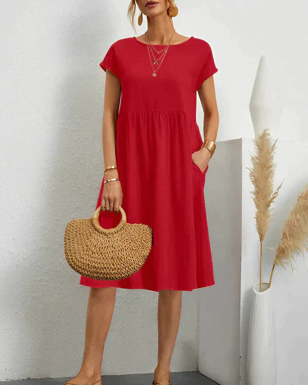 JACQUELINE | ELEGANT ROUND NECK DRESS Bennet & Stone London
